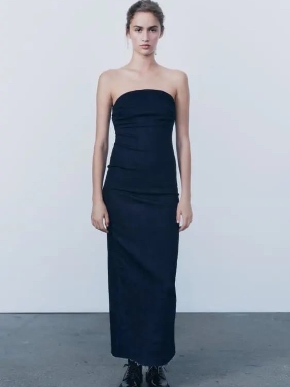 ZARA STRAPLESS DENIM DRESS, XS